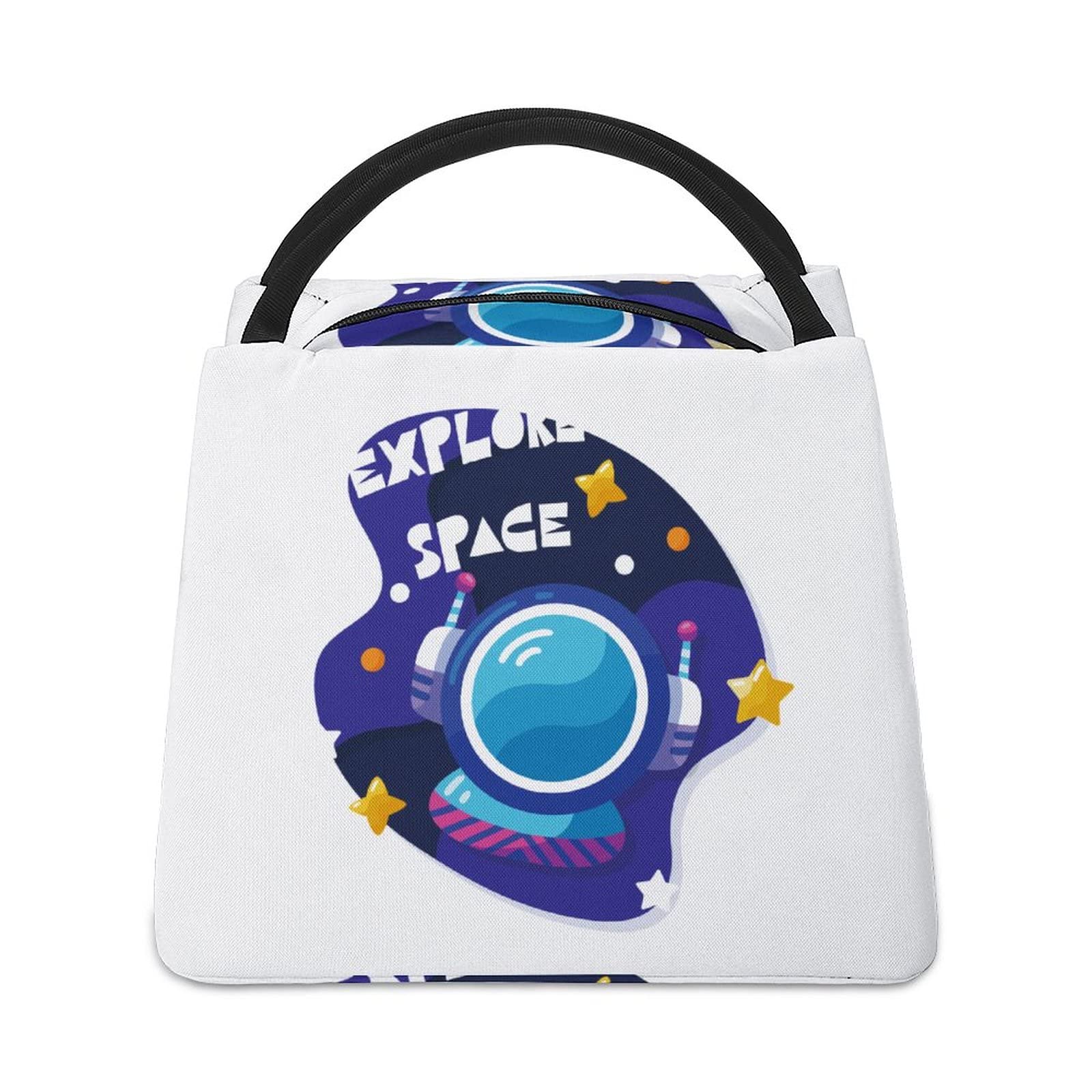 Kids Insulated Lunch Bag - Portable Thermal Cooler Tote for School, Work, Picnic, Fishing & Camping | Star Space Cartoon Design | Leakproof & Easy to Clean Lunch Box for Boys & Girls