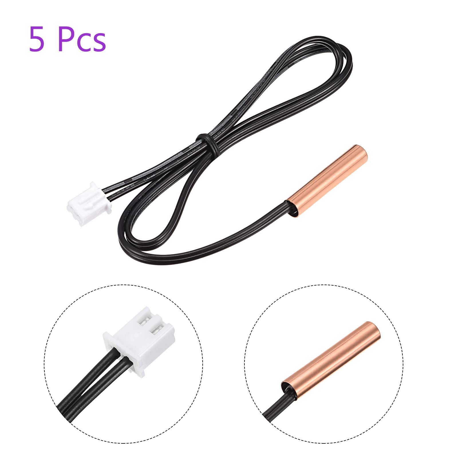 DMiotech 5 Pack 40cm 15K NTC Thermistor Probe - High Precision Extruder Filament Copper Sensor for 3D Printer Heater - Perfect for PLA, ABS, PETG Printing & Temperature Control