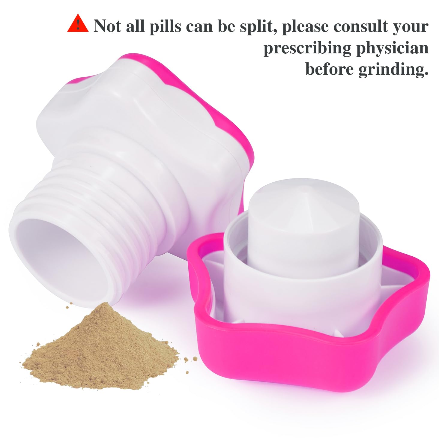 Johnbee Pill Crusher & Grinder - Fine Powder for Easy Medication - Storage Compartment & Silicone Edges - Grinds Multiple Pills at Once - Includes Cleaning Brush (Purple) - Perfect for Elderly Care, Family Use & Pet Medication