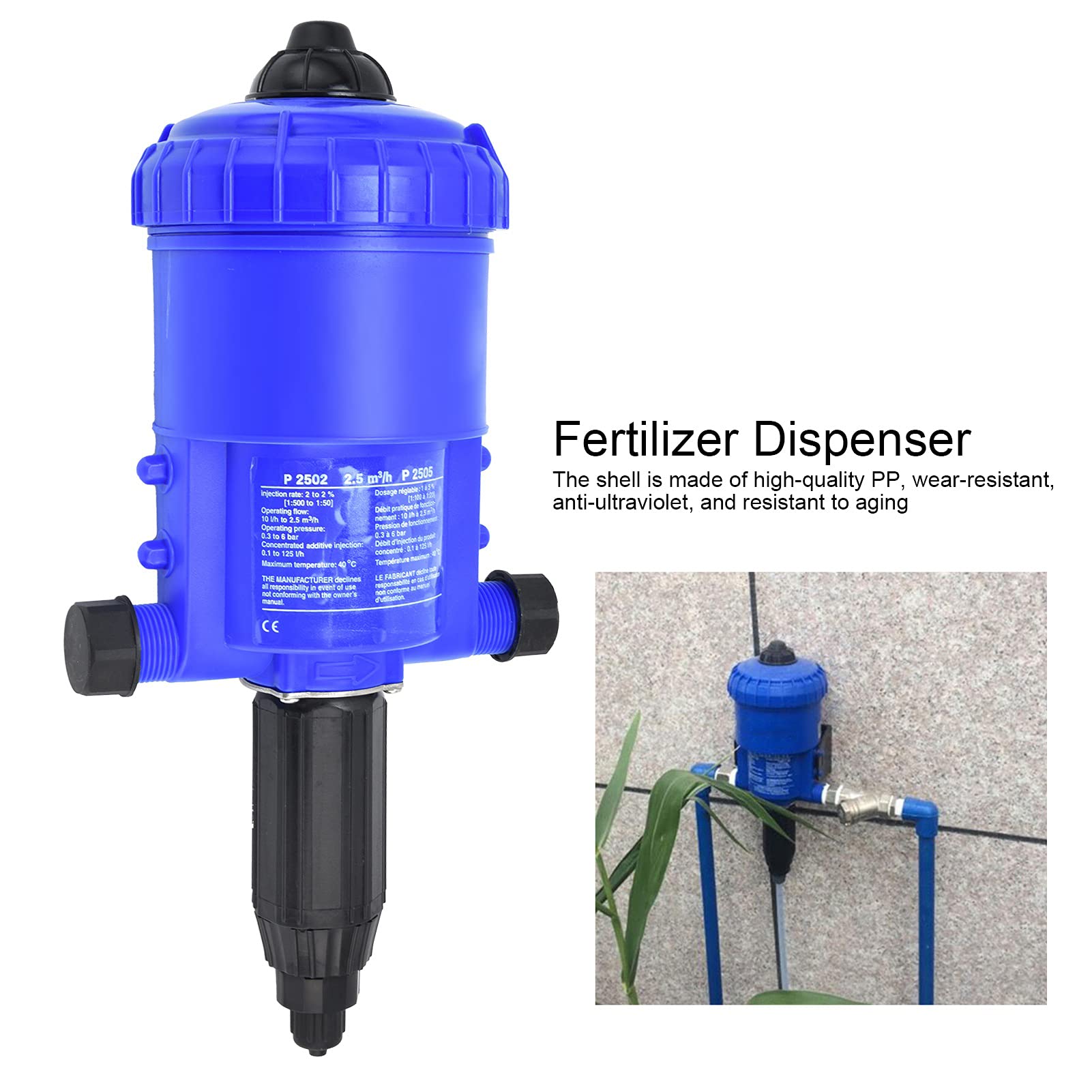 Leapiture G3/4 to G1 Male Thread Fertilizer Proportioner - Adjustable Liquid Doser Dispenser (0.2-2%) - Precision Dosing Pump for Hydroponics, Agriculture & Garden Fertilizer Mixing - Ideal for Greenhouse, Farm & Irrigation Systems