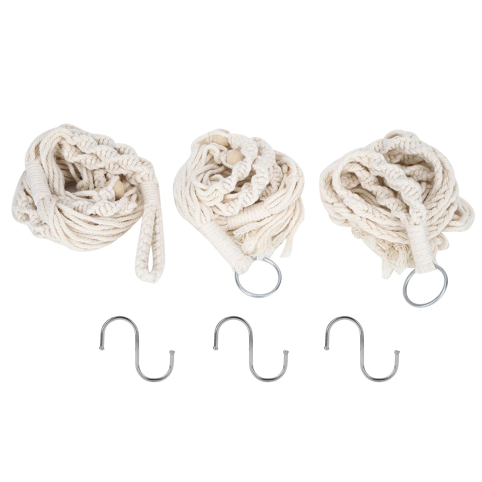 Handmade Knitted Hanging Flower Pot Basket - Cotton Rope Plant Holder with Hooks for Indoor/Outdoor Gardening Decor - Perfect for Balcony, Patio, and Home Decoration