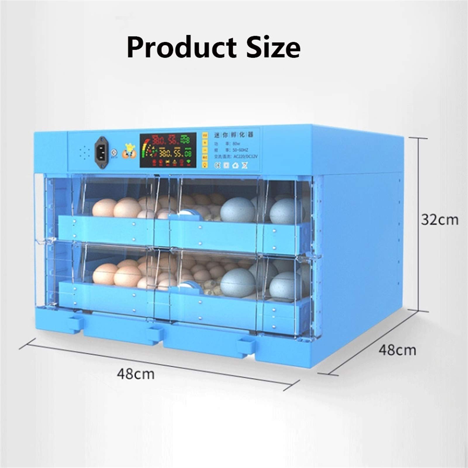 128 Egg Incubator Automatic Poultry Hatcher Machine with Digital Temperature Control & LED Candler - Perfect for Hatching Chickens, Ducks, and Birds (Home Farm, Backyard Poultry Breeding, Classroom Education)