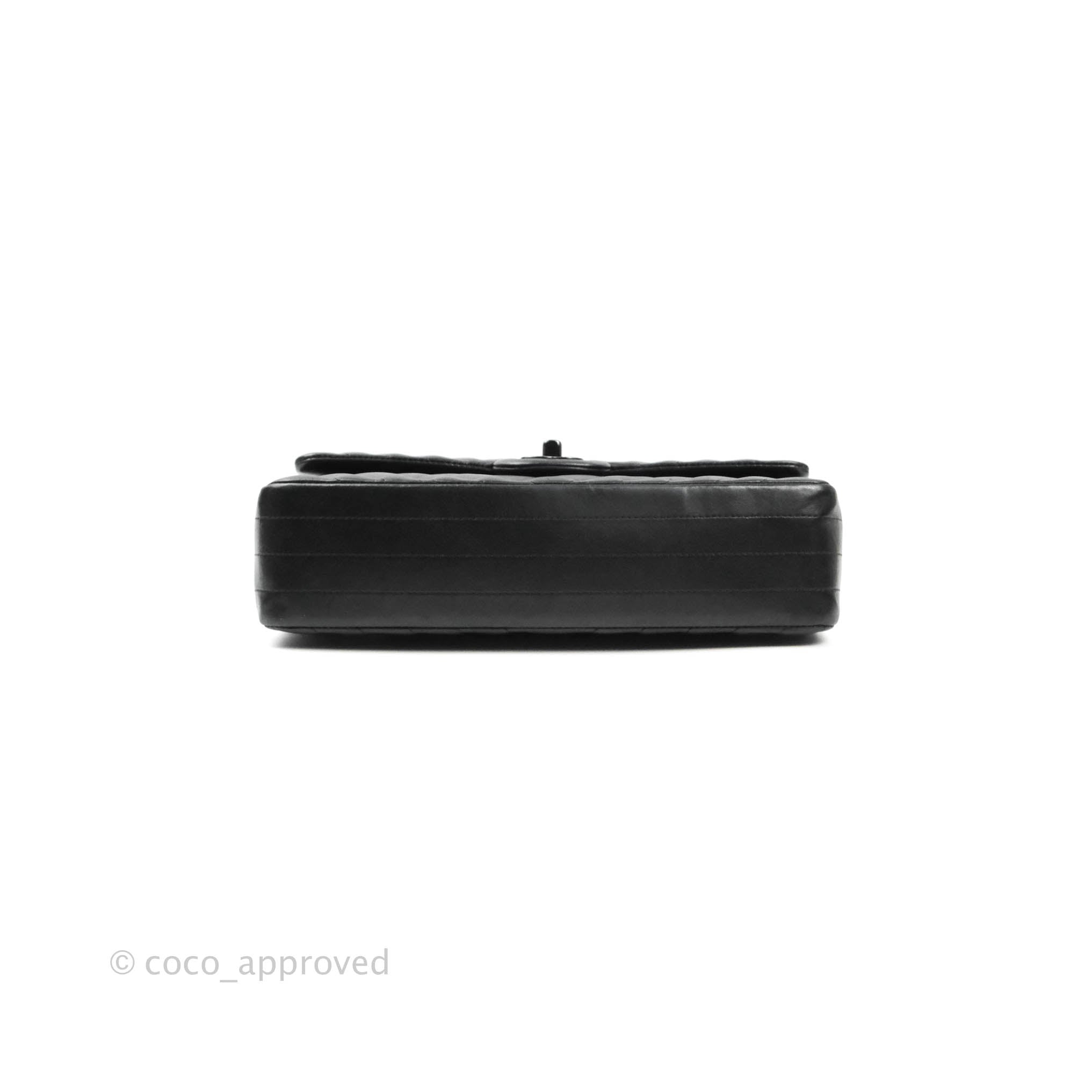 Chanel Classic Chevron M/L Medium Double Flap Bag in So Black Lambskin Leather - Luxury Handbag for Women, Perfect for Evening Events & Special Occasions