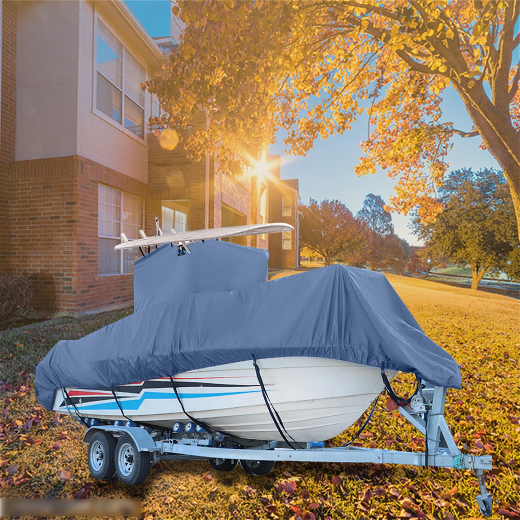 420D Heavy-Duty T-Top Boat Cover for 20'-22' Center Console Boats (106