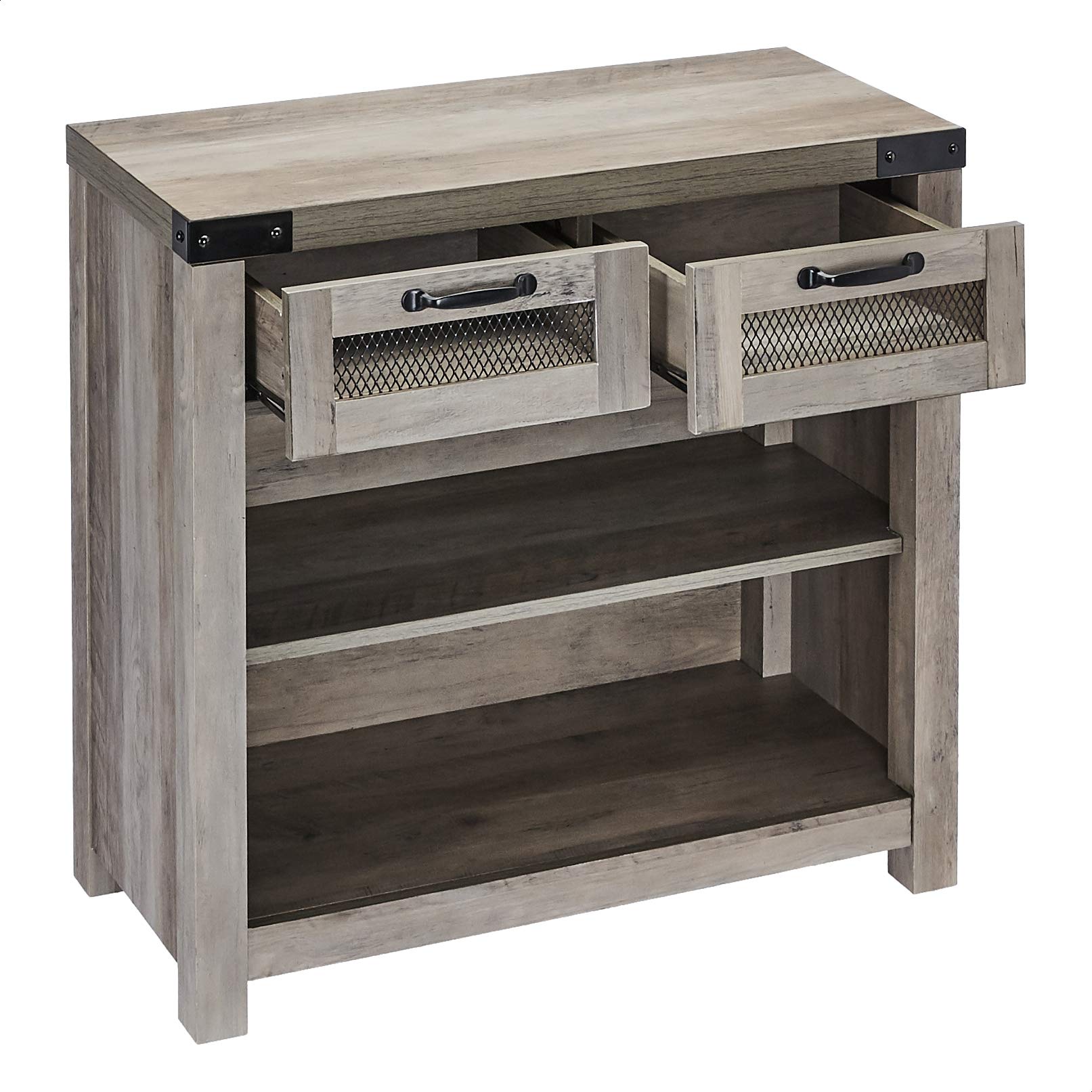 Industrial Style Grey Wash Entryway Table with Drawer - Perfect for Small Spaces, Hallway Decor & Entryway Organization