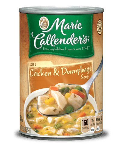 Marie Callender's Chicken & Dumplings Soup - 15 Oz. Cans (Pack of 4) | Hearty Comfort Food for Cold Days, Quick Lunch & Easy Dinner Meals