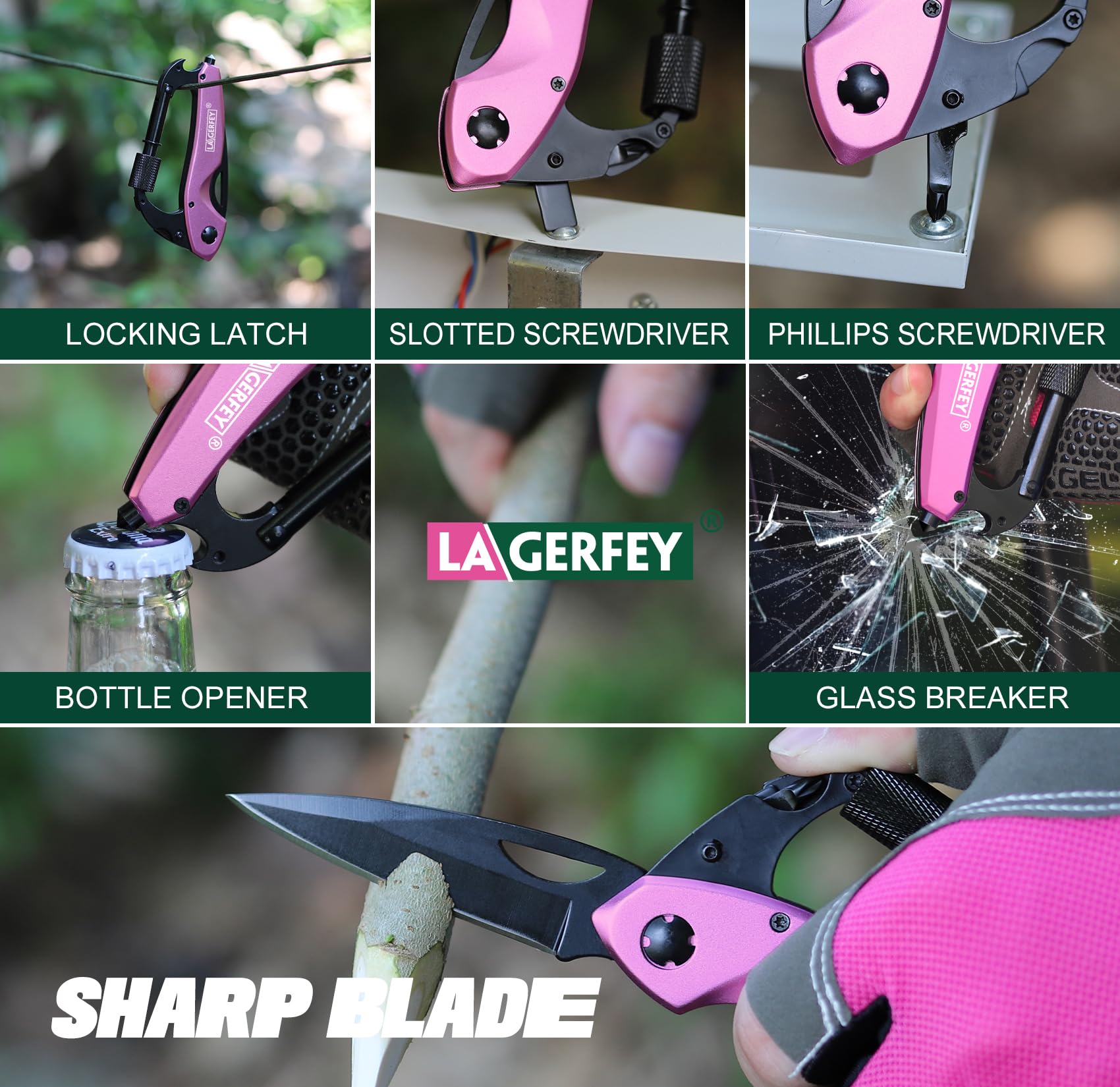 Self Defense Keychain for Women - Pink Multitool with Emergency Alarm, Perfect Gift for Mom, Wife, or Girlfriend - Birthday, Christmas, Mother's Day & Stocking Stuffers - Great for Personal Safety & Everyday Carry