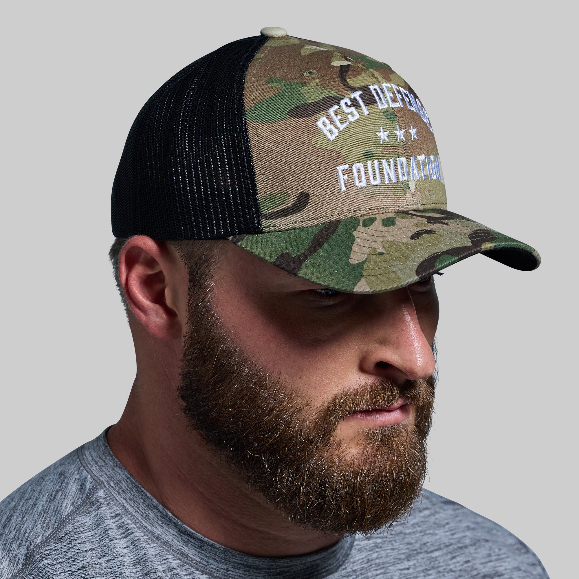 BDF Born Primitive Trucker Hat - Multicam Camo Adjustable Snapback Cap for Outdoor, Hiking & Casual Wear