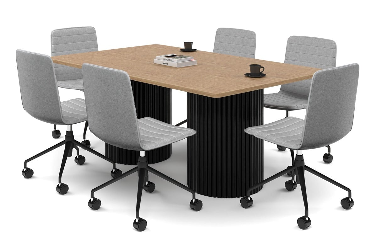 Premium Baobab Wood Circular Base Boardroom Rectangle Table - 1800L x 1100W with Rounded Corners - Modern Conference Room Table for Office Meetings & Professional Workspaces