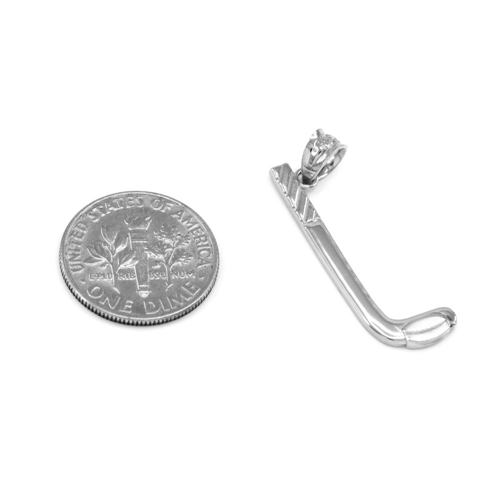 10K White Gold Hockey Stick & Puck Pendant Necklace for Men & Women - Perfect Gift for Hockey Players & Fans - Game Day & Sports Jewelry