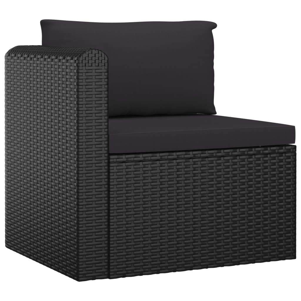 9-Piece Poly Rattan Patio Lounge Set with Removable Cushions - Modular Outdoor Furniture for Garden, Poolside & Backyard - Easy Cleaning Black Wicker Sofa Set