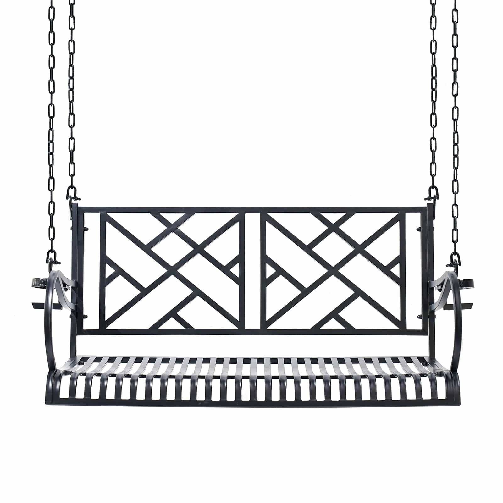 Relaxing Outdoor Metal Porch Swing - Heavy Duty Logan Style for Patio, Garden, Backyard - Perfect for Lounging & Relaxing in Sun or Shade