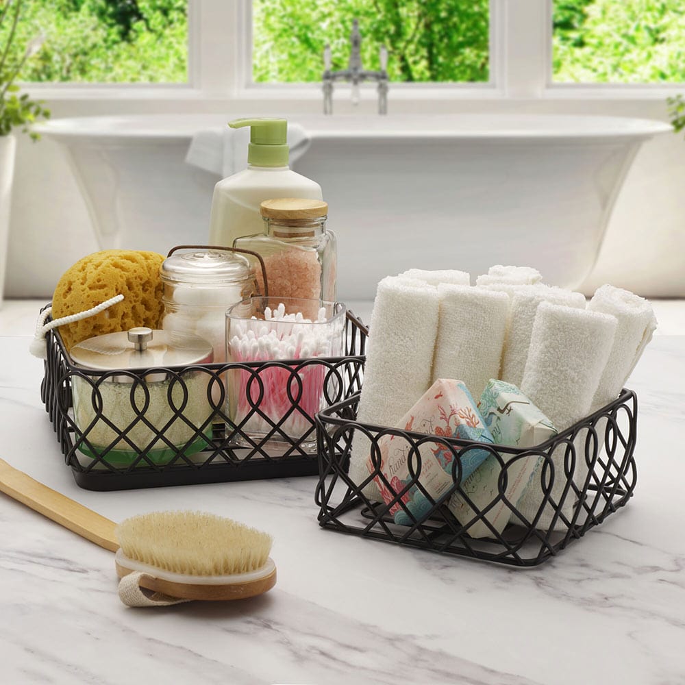 Juliette 2-Tier Storage Basket - Woven Organizer for Home, Bathroom, or Office - Perfect for Towels, Toys, and Essentials