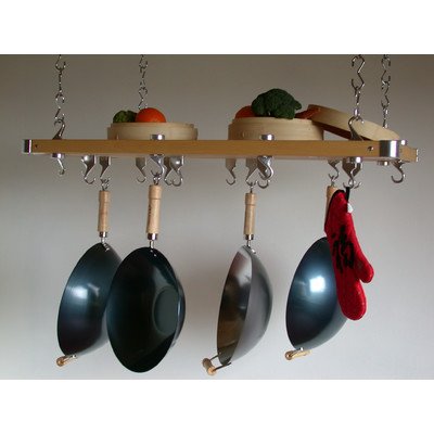 Taylor & Ng Stainless Steel Rectangular Ceiling Pot Rack - Space Saving Kitchen Organizer for Cookware Storage (Hanging Pots, Pans & Utensils) - Perfect for Small Kitchens & Professional Chefs