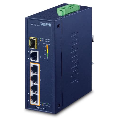 IGS-614HPT Industrial 4-Port Gigabit PoE+ Switch with 802.3at, 1G Uplink & SFP Port - Rugged Network Solution for Factory Automation, Security Cameras & Outdoor Deployments