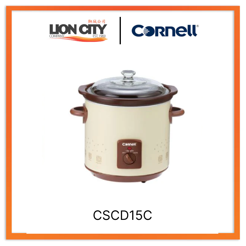 Cornell Electric Slow Cooker 1.5L Ceramic Pot - Portable Mini Crock Pot for Soups, Stews & Meals - Perfect for Dorms, Offices & Small Kitchens