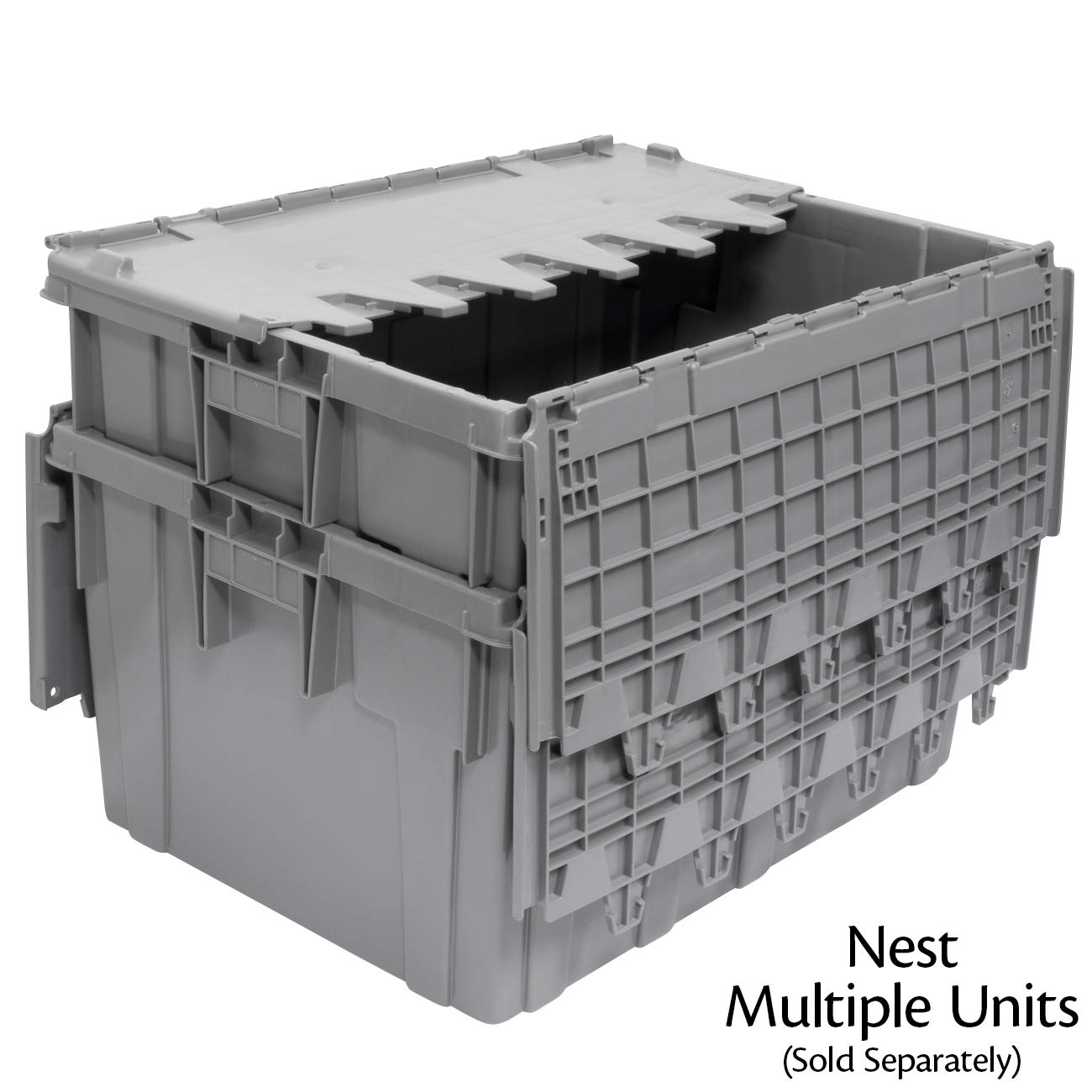 Akro-Mils 39280 Heavy Duty Plastic Storage Tote with Hinged Lid - 21.5