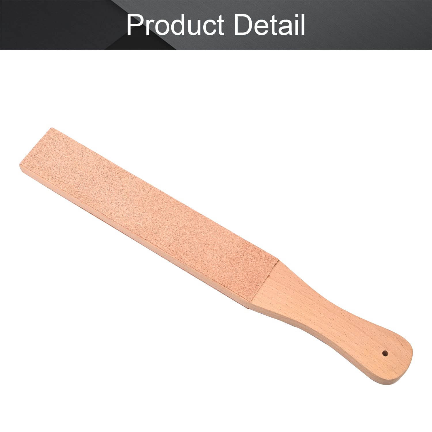 Premium Wooden Handle Leather Strop Sharpening Board - 2