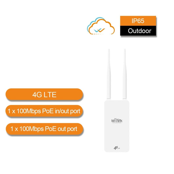 Wi Tek CAT4 4G LTE to WiFi Router (2.4GHz 300Mbps) with Ethernet Port - WI LTE117 - Portable Internet Hotspot for Travel, Home & Office Use