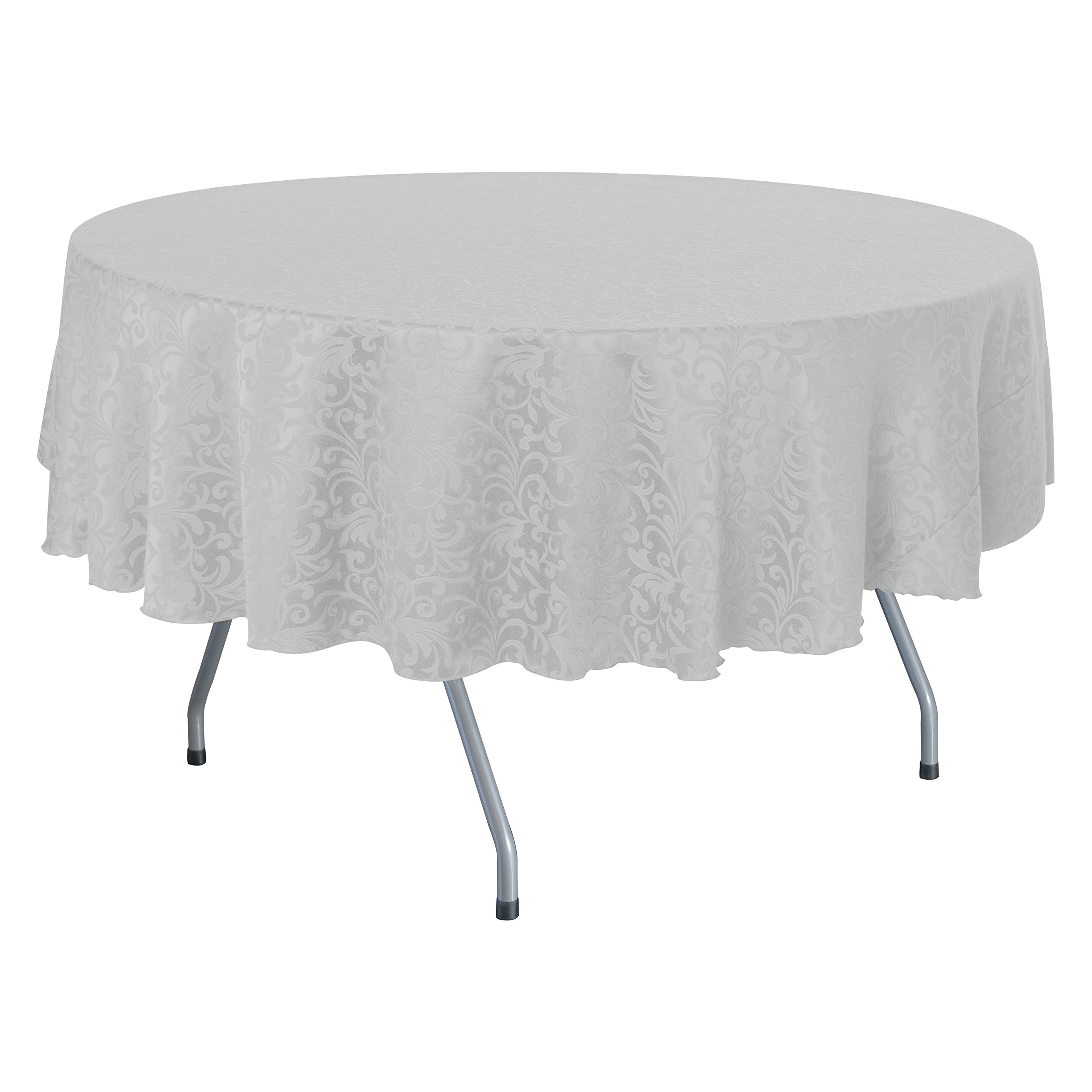 Premium 10-Pack Somerset 60-Inch Round Damask Tablecloth Set - White Luxury Table Linens for Dining Room, Wedding, Party & Special Events - Fits Tables Under 60