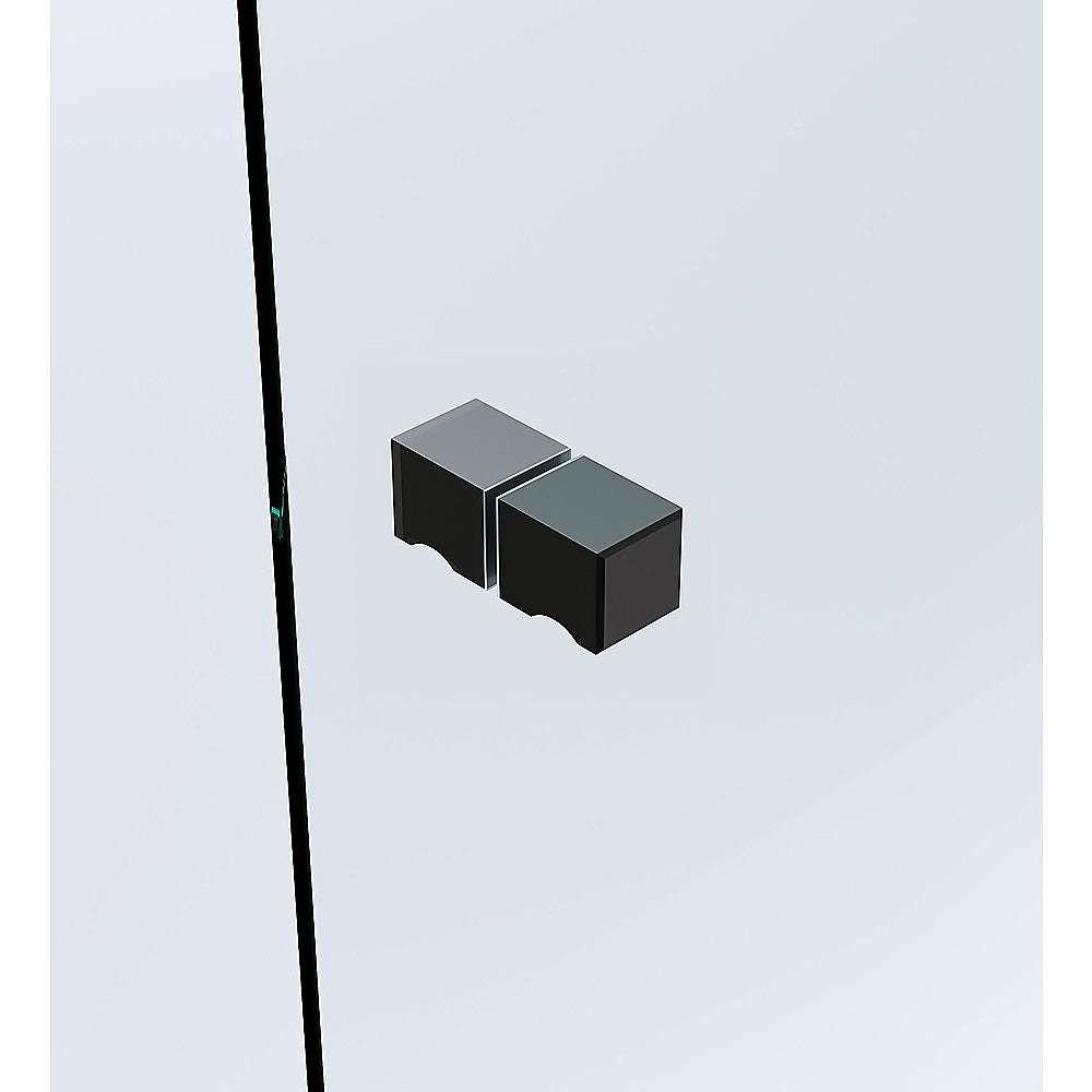 120x110cm Frameless Corner Shower Screen with Black Channel & Brass Hinges, Square Knob Handle - Modern Bathroom Glass Enclosure for Walk-in Showers and Wet Rooms