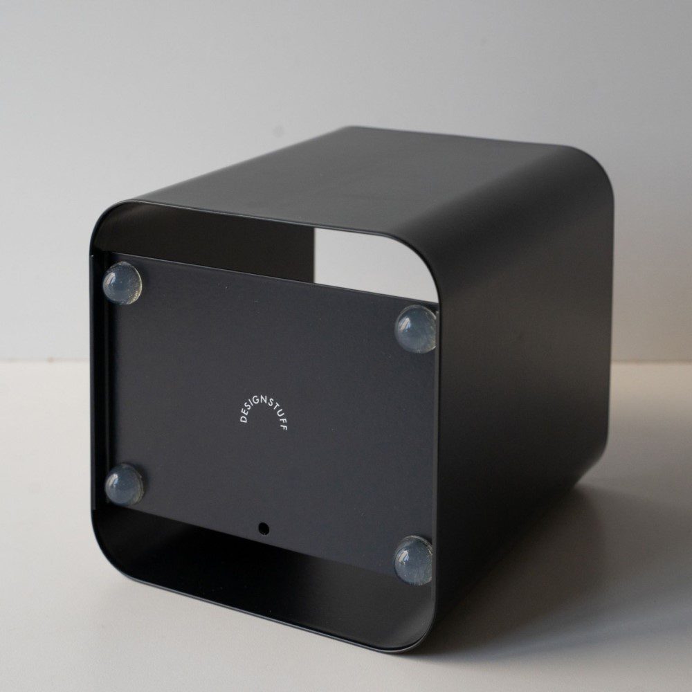 DESIGNSTUFF Square Tissue Box with Metal Lid - Black & Brushed Steel | Modern Home & Office Decor | Perfect for Living Room, Bathroom, or Desk Organization