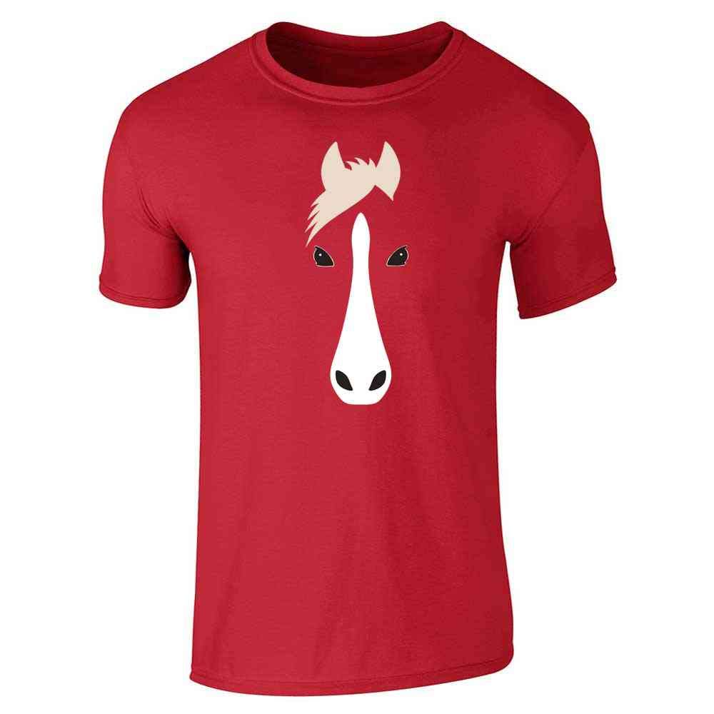 Pop Threads Horse Animal Face Cute Funny Graphic T-Shirt for Men - Trendy Casual Wear for Outings & Everyday Comfort