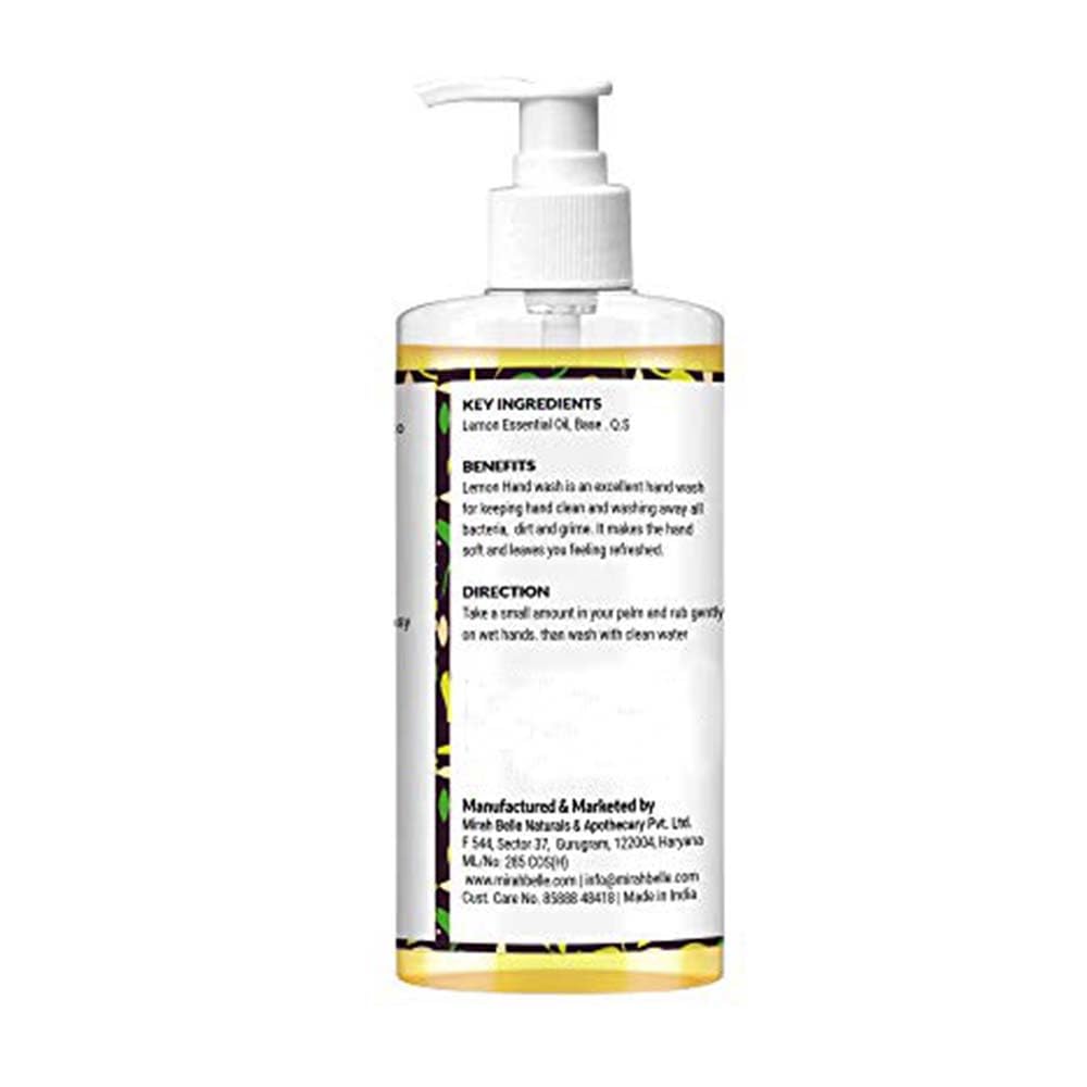 Mirah Belle Lemon Hand Wash 500ml - Natural Vegan Cruelty-Free Hand Soap - Sulfate & Paraben Free - FDA Approved - Refreshing Citrus Scent for Kitchen, Bathroom & Office Use - Perfect for Men, Women & Family