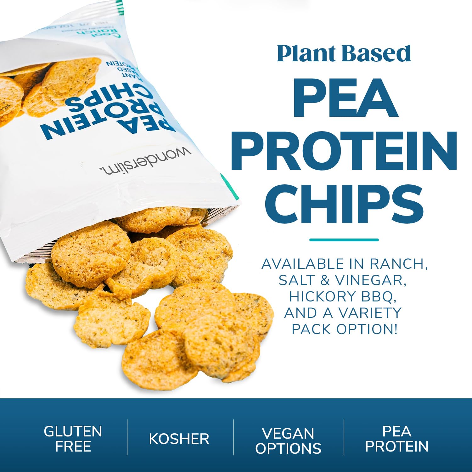 WonderSlim Pea Protein Snack Chips - Hickory BBQ Flavor - 12 Pack (120 Calories, 10g Protein, Gluten Free) - Healthy Vegan Keto Snacks for Weight Loss & On-the-Go Nutrition