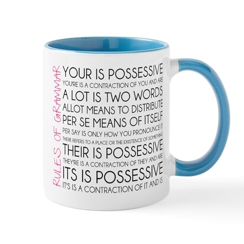 White/Blue Inside - Rules Of Grammar Mug