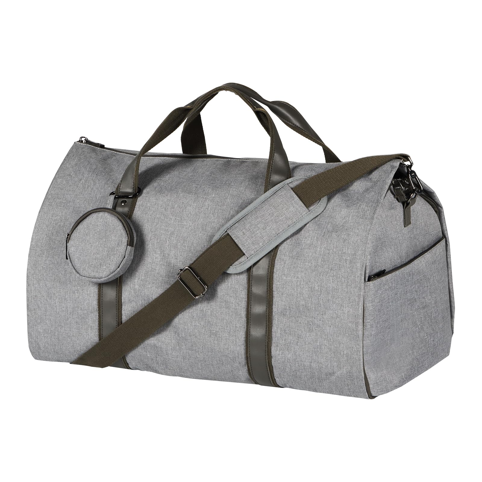 Zilink 2-in-1 Convertible Garment Bag with Adjustable Shoulder Strap - Carry On Hanging Suitcase & Duffel Bag for Men & Women Travel, Business Trips, Weddings (Grey) - Perfect for Airplane, Office & Formal Events