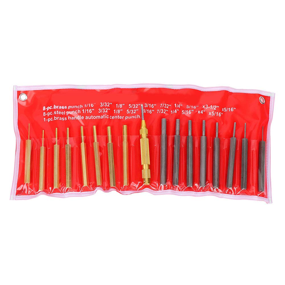 18-Piece Professional Carbon Steel & Brass Punch Tool Kit for Leather Crafting - Perfect for DIY Leather Projects, Bookbinding, and Metalworking
