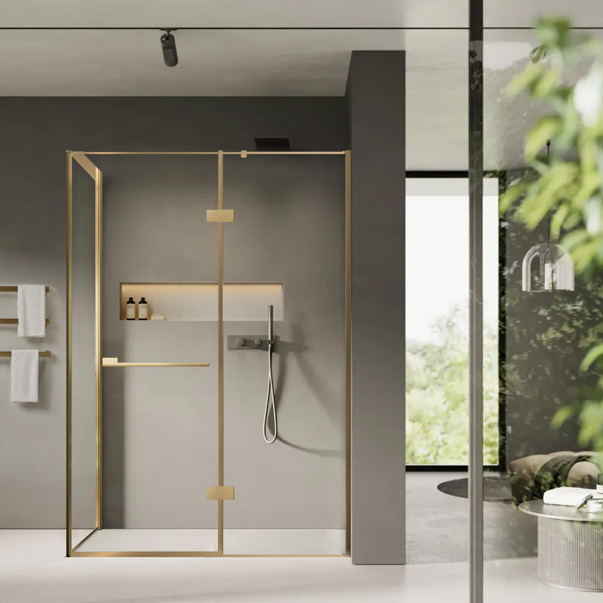 Custom Corner Shower Door with Ultra Clear Tempered Glass - Frameless Sliding Bathroom Enclosure for Modern Home & Spa Experience