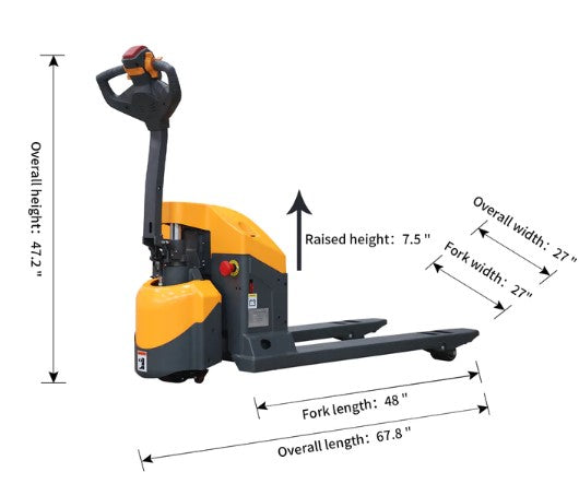 Apollolift A1029 Electric Pallet Jack - 3300 lbs Capacity, 48