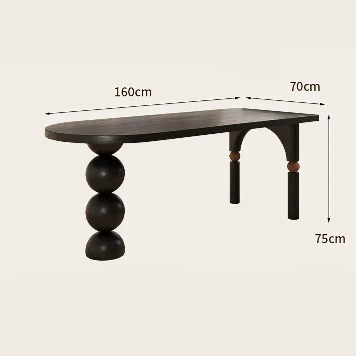 Semicircle Wooden Island Dining Table - Solid Wood Kitchen Counter Table for Small Spaces - Perfect for Breakfast Nook, Apartment Dining & Kitchen Island Extension