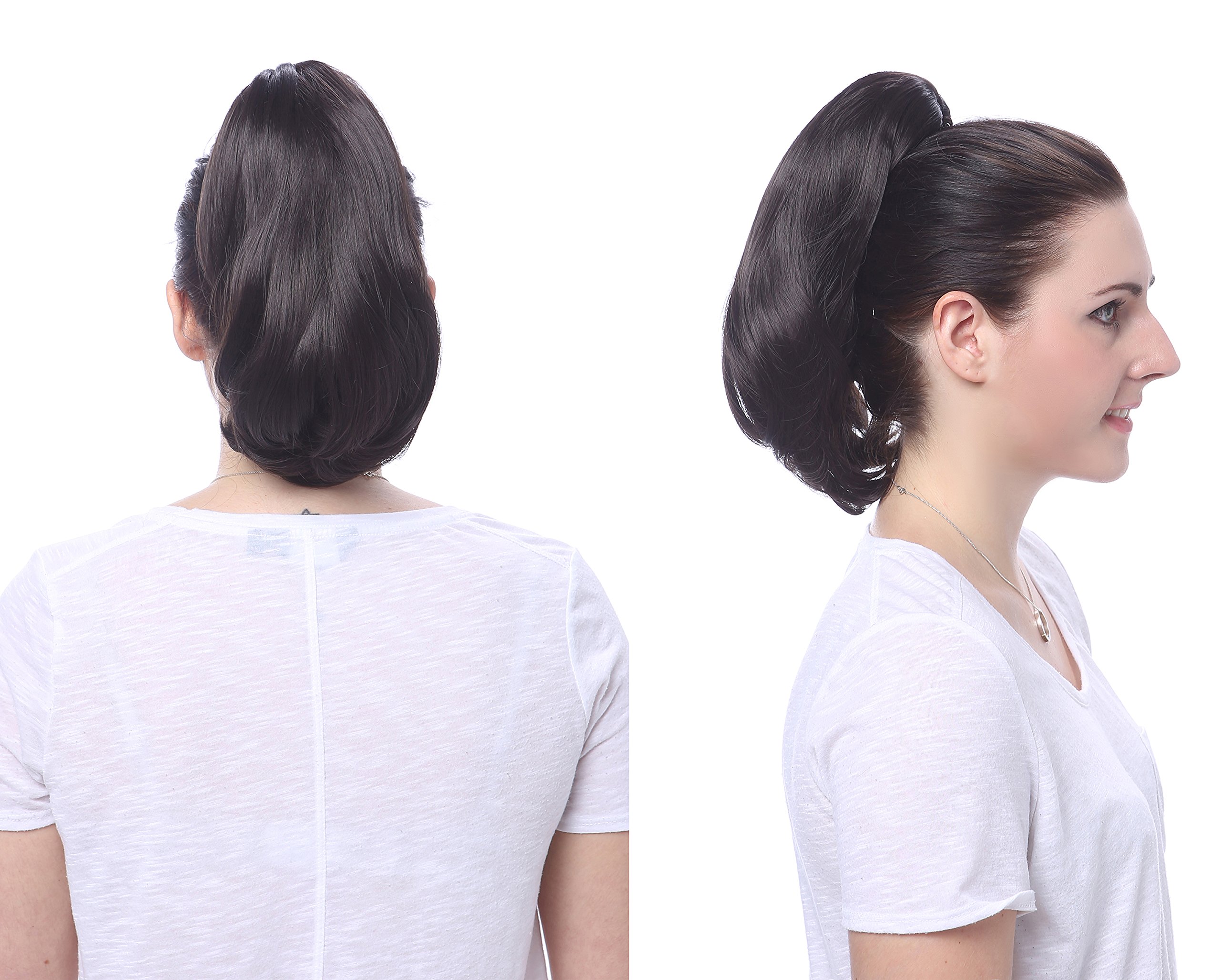 Onedor 15-Inch Synthetic Fiber Curly Ponytail Hair Extension with Clip-in Jaw Clips - Dual-Use Hairpiece for Women (1# Black) | Perfect for Parties, Cosplay & Everyday Styling