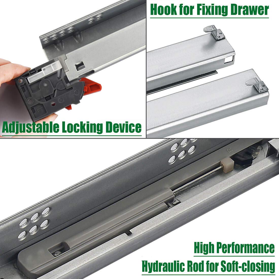 OCG 18-Inch Undermount Drawer Slides (6 Pairs) - Full Extension Soft Close Concealed Drawer Runners with Mounting Screws & Brackets - Perfect for Kitchen Cabinets, Dressers, and Office Furniture Organization