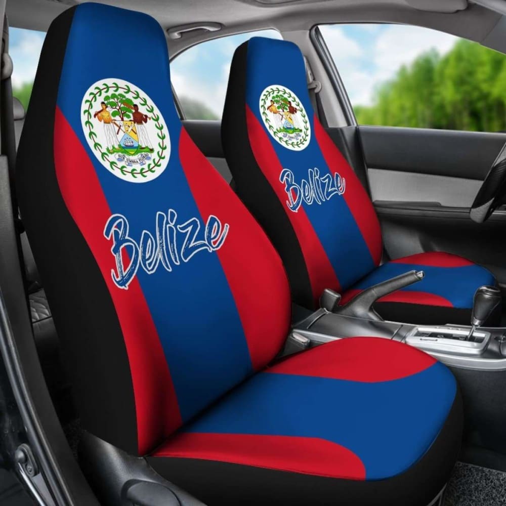 Premium Belize Car Seat Covers with Belizean Flag Design - Durable & Stylish Auto Accessories for Cars, Trucks & SUVs - Perfect for Travel, Daily Commute & Showing National Pride