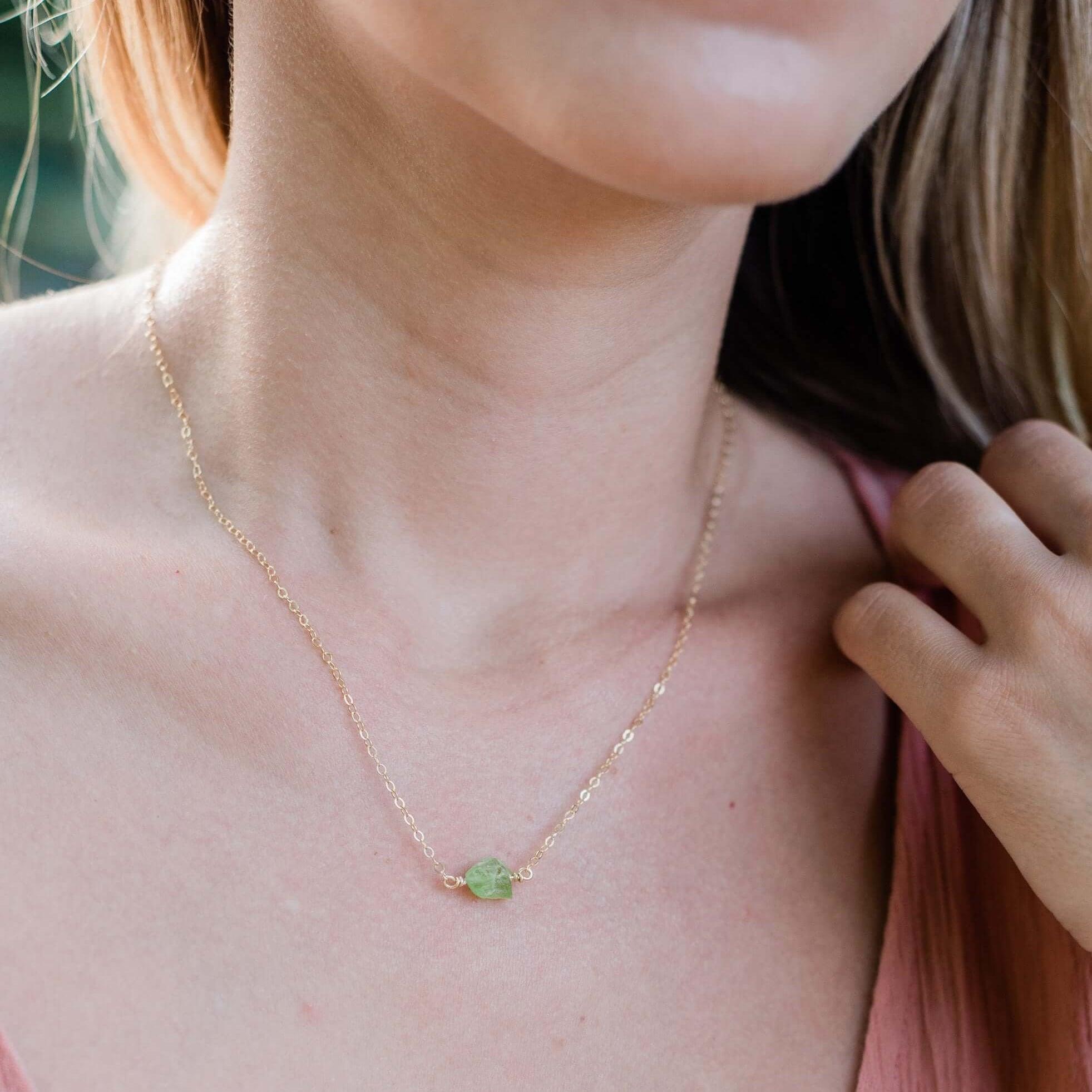 Natural Raw Peridot Crystal Necklace - Handmade Bohemian Jewelry for Women - Perfect for Boho Chic, Layering & Everyday Wear