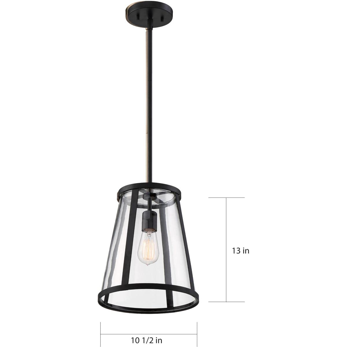 NUVO 60/6699 Bruge 1-Light Matte Black Pendant Light with Clear Glass Shade - 100W 120V - Perfect for Kitchen Island, Dining Room, or Entryway Lighting