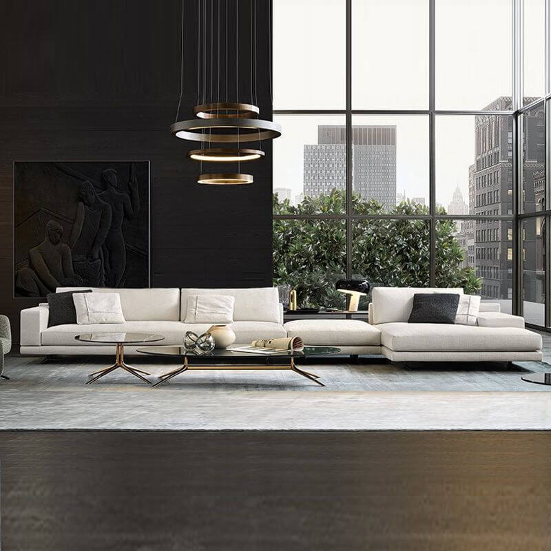 L-Shaped Left/Straight Corner Sectional Sofa with Stain-Resistant Fabric, Pillow Back, Sponge Filling & Square Arms - 1 or 2 Piece Set for Living Room, Lounge or Home Theater Comfort