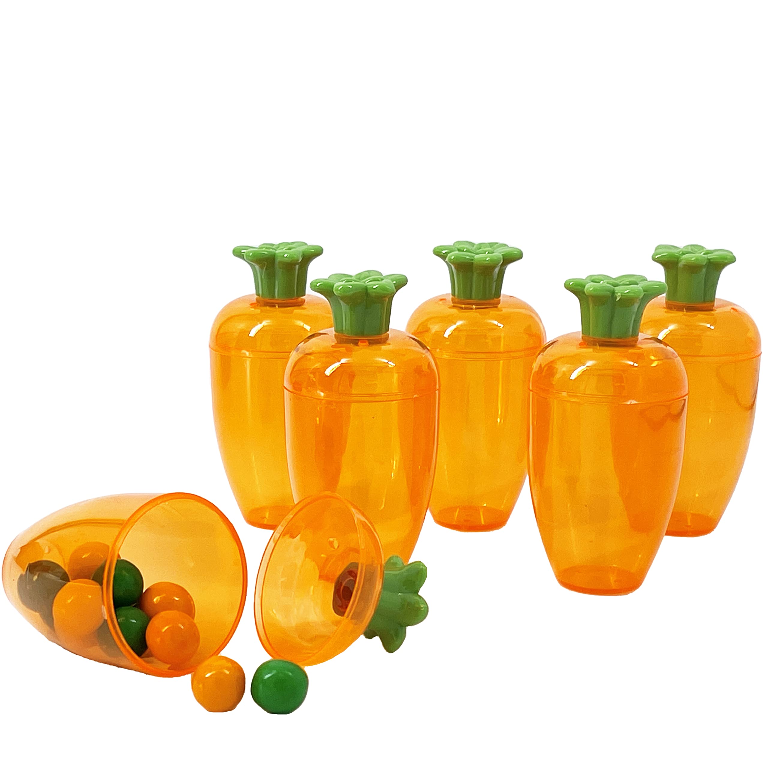 Fillable Easter Carrot Containers - 6-Pack Bright Orange Plastic Carrots for Easter Egg Hunts, Party Favors & Spring Decorations (5.5 Inch) - Perfect for Candy, Small Toys & Holiday Gift Giving