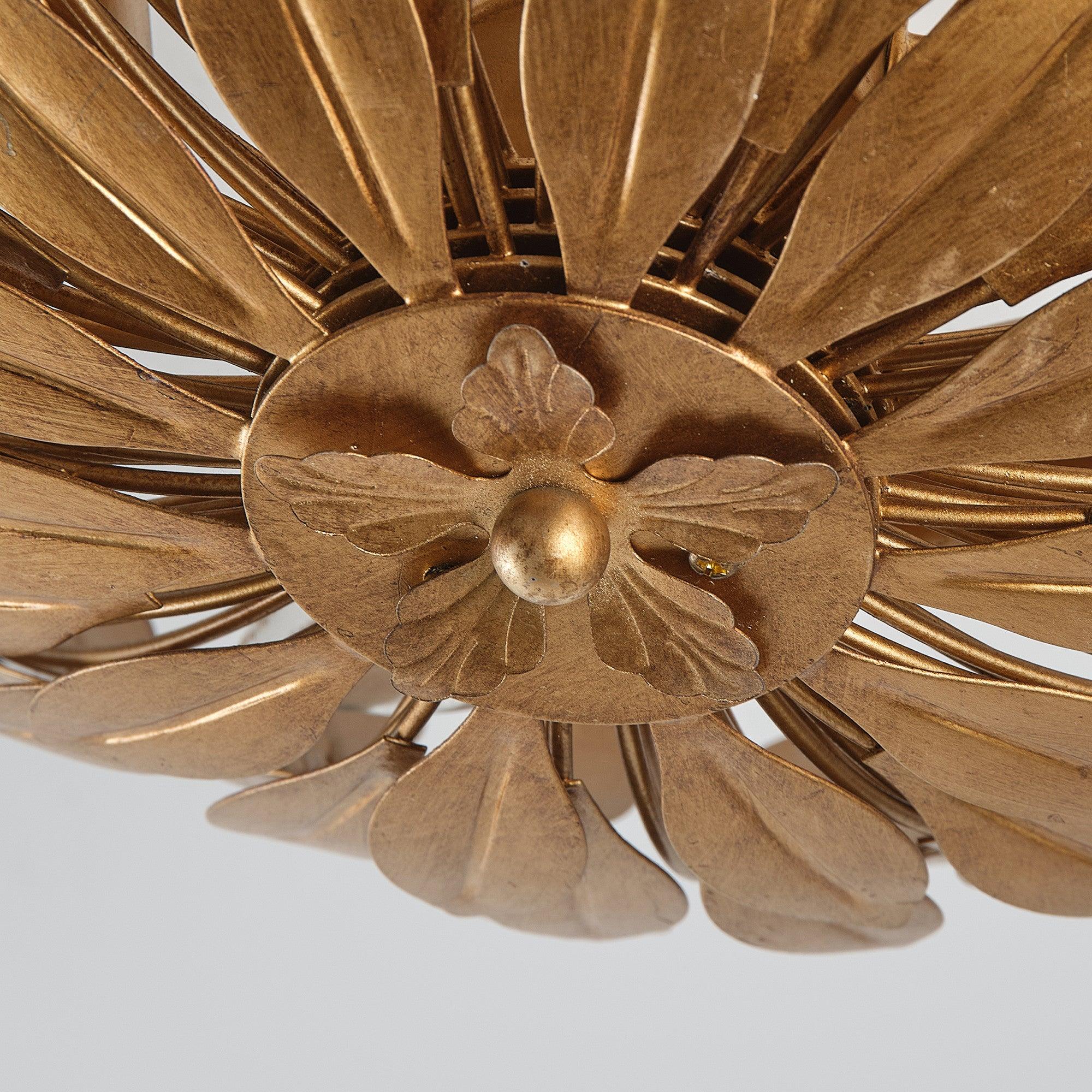 16 Inch 3-Light Farmhouse Golden Semi-Flush Mount Ceiling Light Fixture - Perfect for Kitchen, Dining Room, and Bedroom Lighting