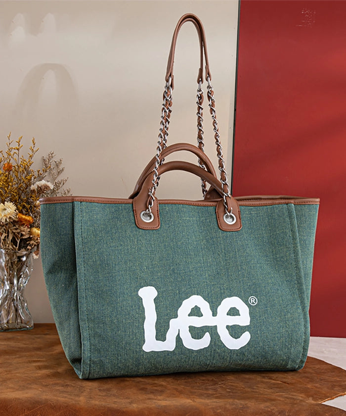 Lee Denim Canvas Tote Bag for Women - Durable Cotton Shoulder Bag - Perfect for Work, Travel & Shopping