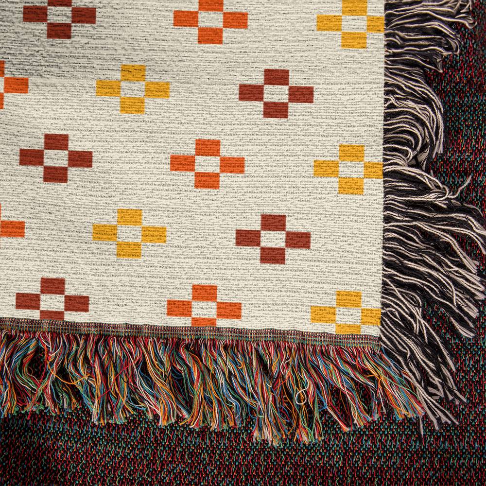 Southwestern Cross Cotton Fringe Woven Blanket - Soft Boho Throw for Couch, Bed & Outdoor Picnics - Southwestern Style Home Decor & Cozy Gift Idea