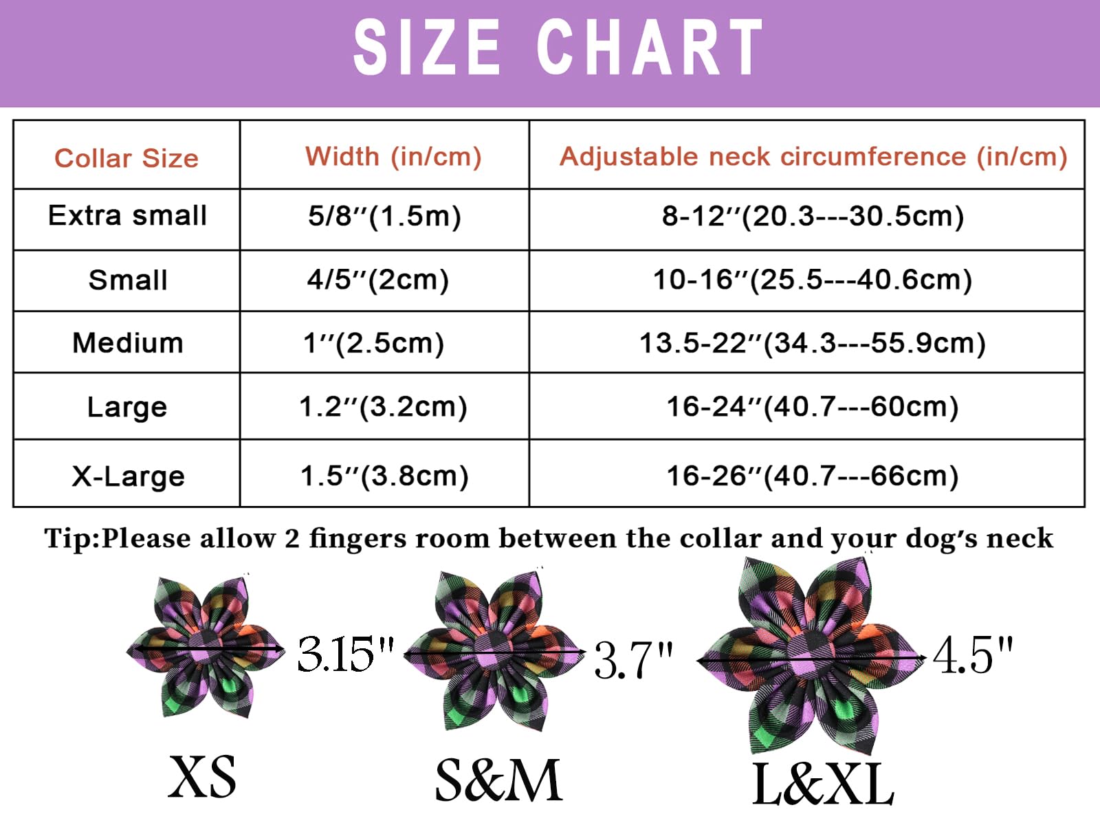 ARING PET Halloween Dog Collar - Adjustable Cotton Plaid Dog Collar with Flower & Metal Buckle for Small Medium Dogs | Cute Fall & Halloween Costume Accessory for Girl Puppies