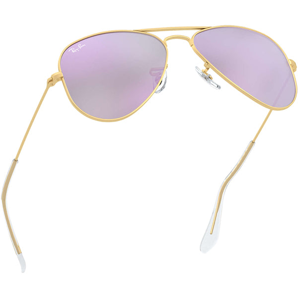 Aviator Junior Sunglasses for Kids - Gold/Lilac Mirror Lens, UV Protection, Lightweight & Durable - Perfect for Outdoor Play, Beach, and Sports Activities
