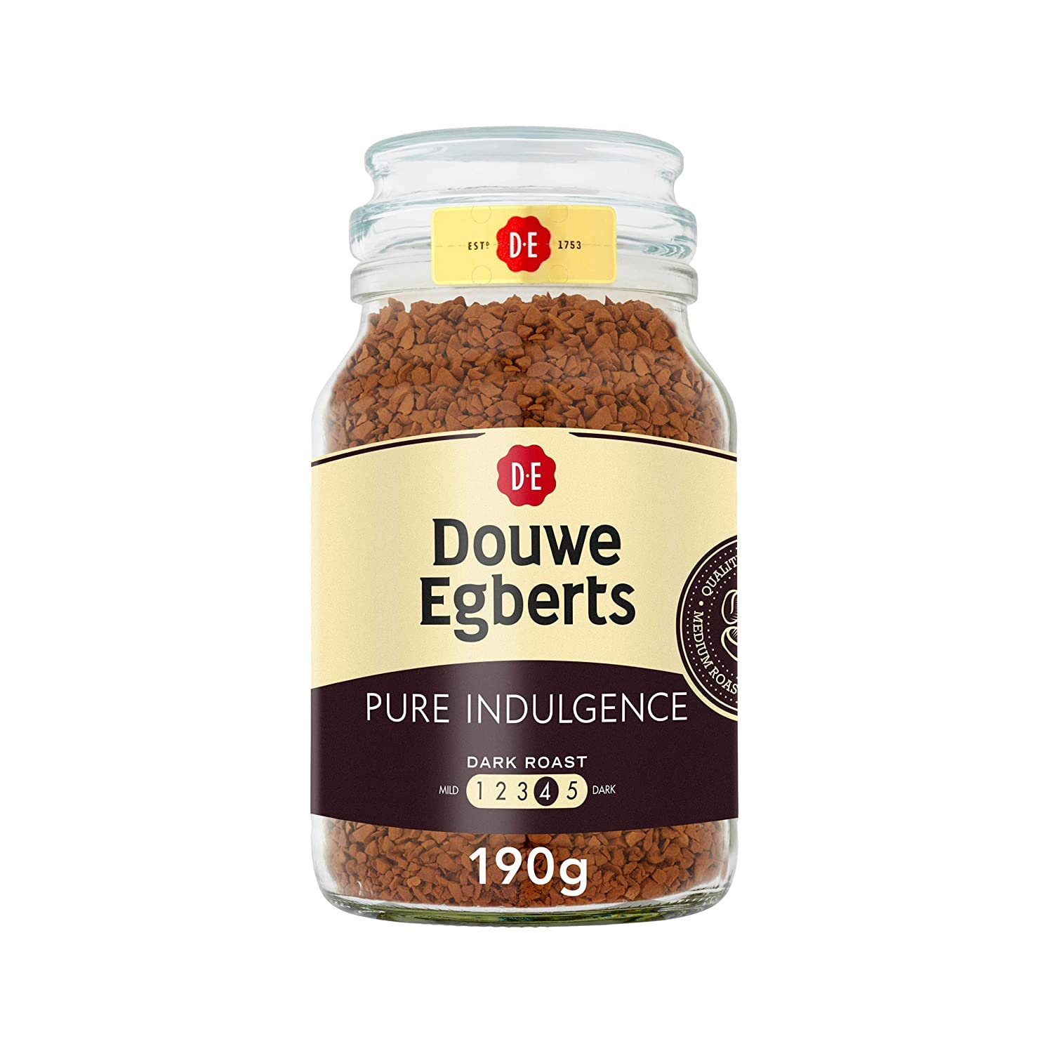 Douwe Egberts Pure Indulgence Instant Coffee 190g (6-Pack) - Rich & Smooth Premium Instant Coffee for Office, Travel & Home Brewing