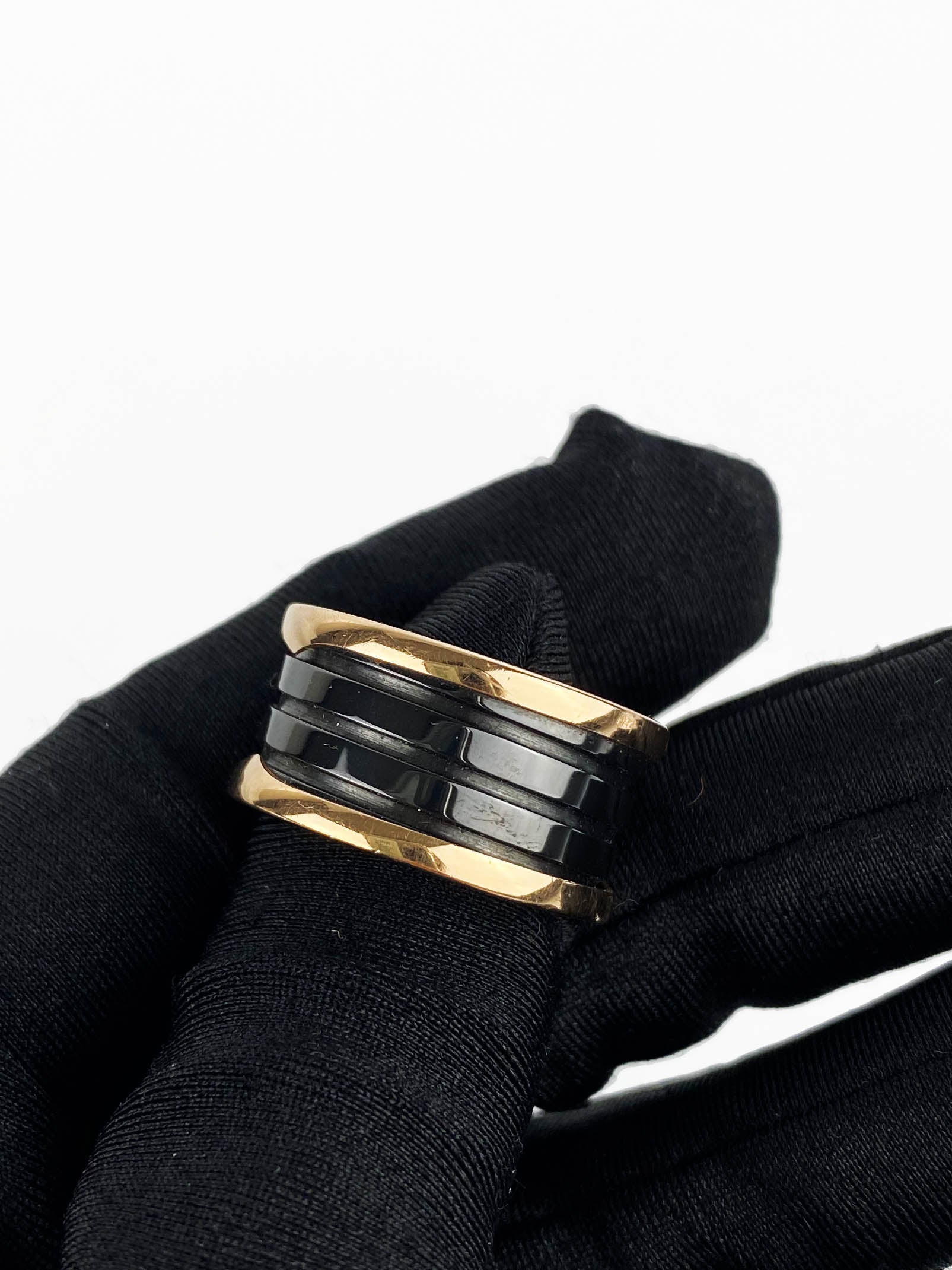 Bvlgari Black & Rose Gold B.Zero1 Ring - Size 58 | Luxury Italian Jewelry for Women, Elegant Gift for Anniversary & Special Occasions | Perfect for Evening Events & Date Nights