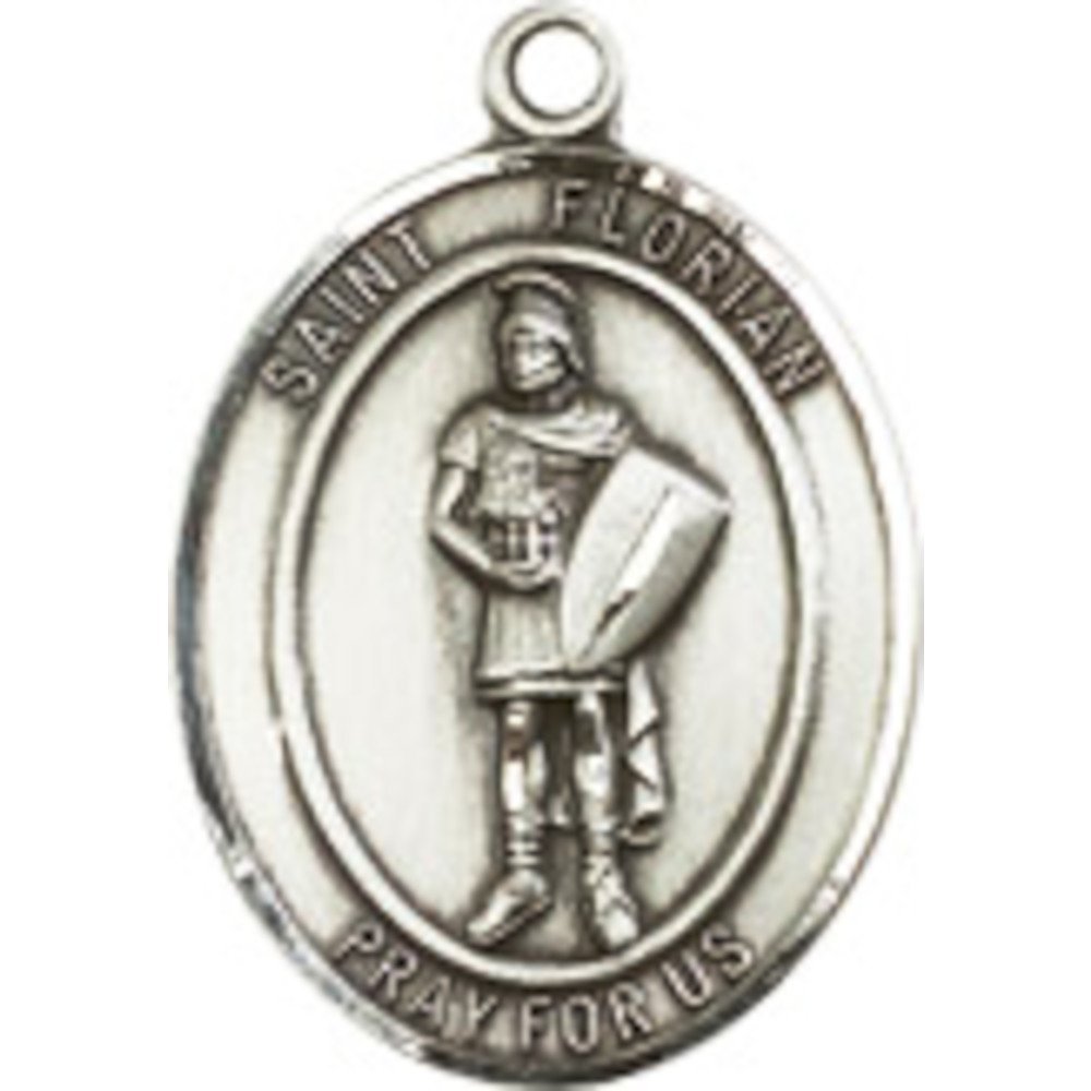 Handmade Sterling Silver St. Florian Oval Medal Pendant - Religious Jewelry for Men & Women - Perfect for Baptism, First Communion & Spiritual Protection Gifts